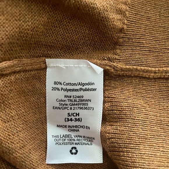 🆕 George Men's V-Neck Longsleeve Sweater - Size Small (34-36) fall brown - Picture 4 of 6